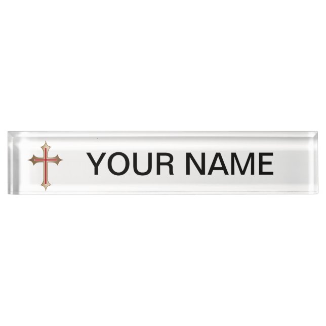 Christian cross desk name plate (Front)