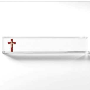 Christian cross desk name plate