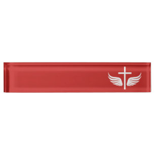 Christian cross desk name plate