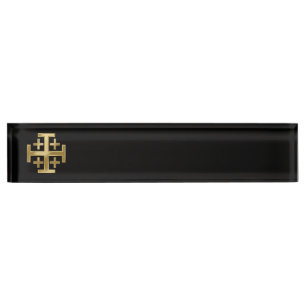 Christian cross desk name plate