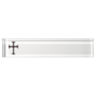Christian cross desk name plate