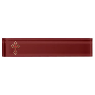 Christian cross desk name plate