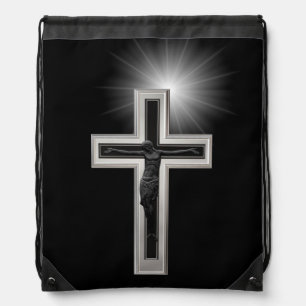 Christian cross drawstring bag