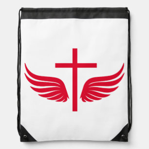 Christian cross drawstring bag