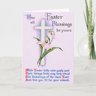 Christian Cross Easter Lily Poem Holiday Card