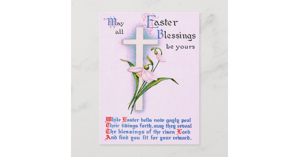 Christian Cross Easter Lily Poem Holiday Postcard | Zazzle.com