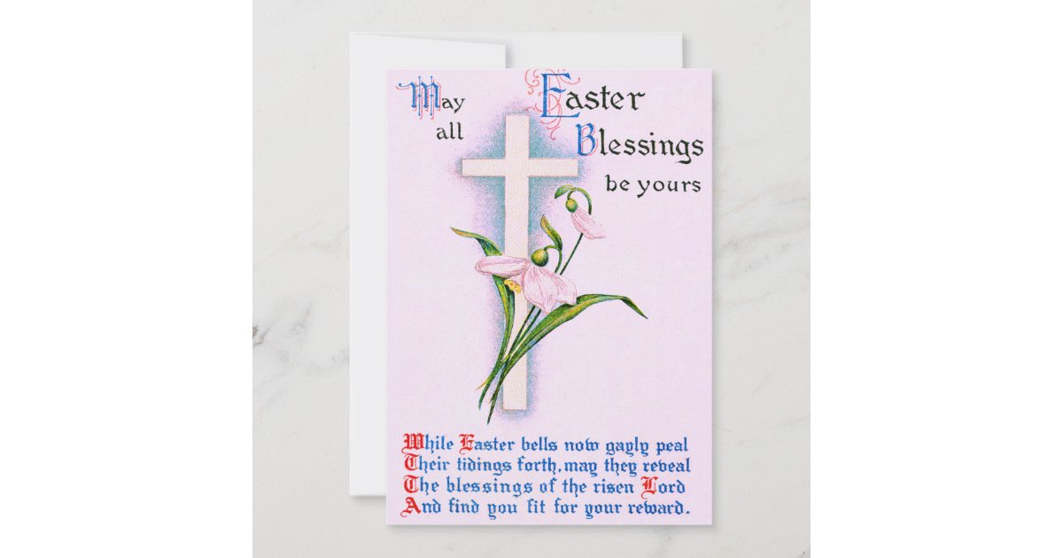 Christian Cross Easter Lily Poem Invitation Zazzle