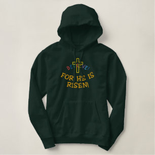 Christian Cross Embroidered Design Hoodie