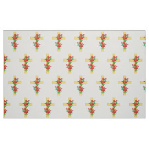 christian cross fabric with flowers