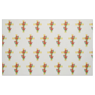 christian cross fabric with flowers