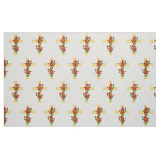 christian cross fabric with flowers