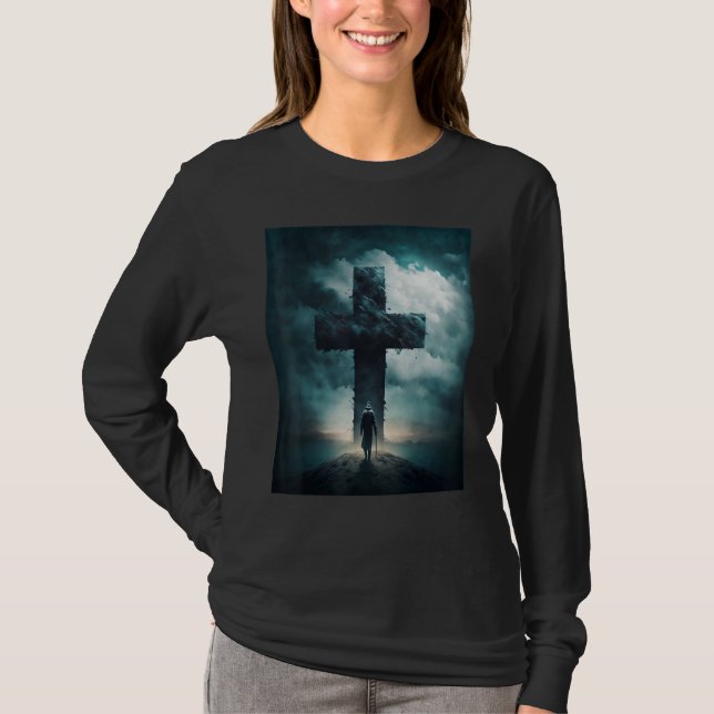 Christian Cross Faith and Prayer T-Shirt (Front)