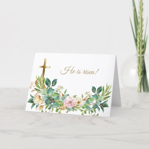 Christian Cross Floral Easter Greeting Card