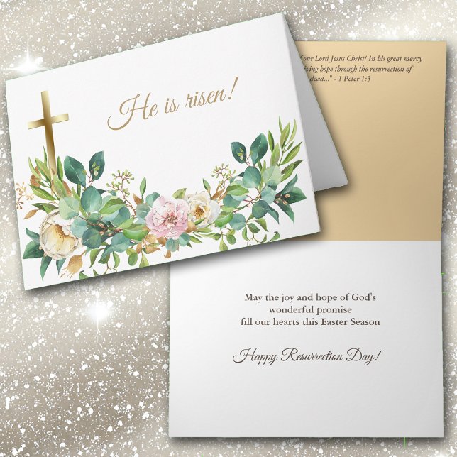 Christian Cross Floral Easter Greeting Card (Creator Uploaded)