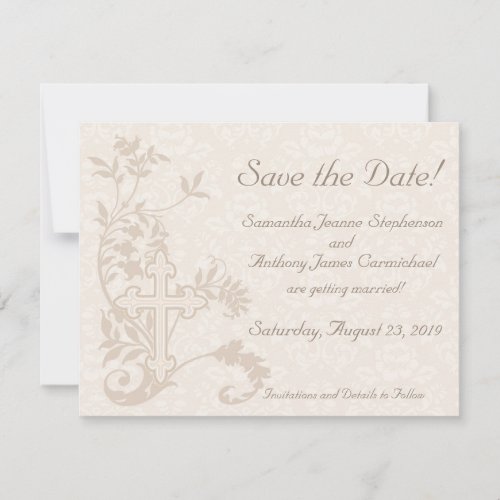 Christian Cross Flourish Save the Date Cards