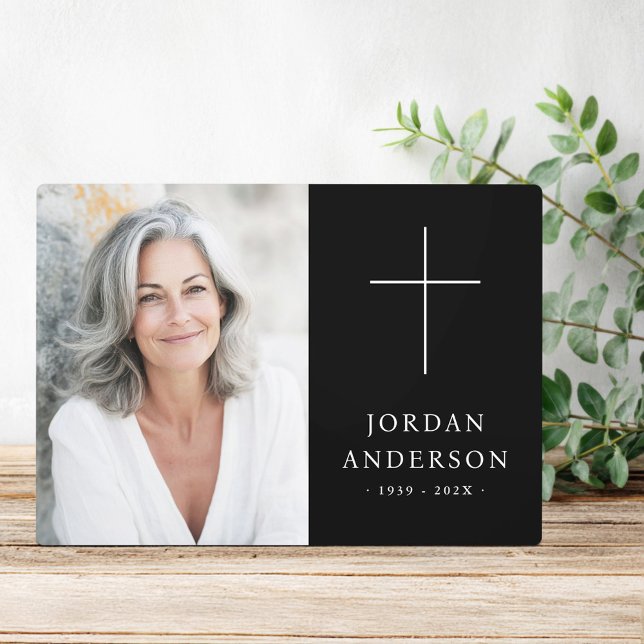 Christian cross funeral memorial black photo plaque (Christian cross funeral memorial black photo plaque)