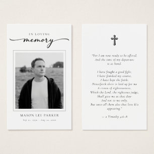 Christian Cross Funeral Memorial Photo Prayer Card