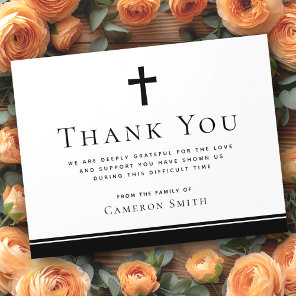 Christian cross funeral sympathy thank you card
