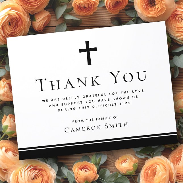 Christian cross funeral sympathy thank you card (Christian cross funeral sympathy thank you card)