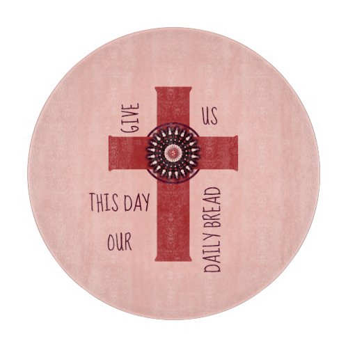 Christian Cross Give Us This Day Verse Terra Cotta Cutting Board