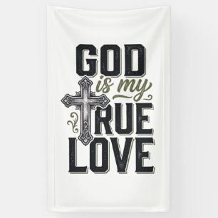 Christian Cross God Is My True Love Vector Banner