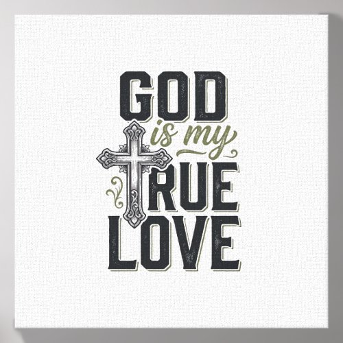Christian Cross God Is My True Love Vector Canvas Photo Tile