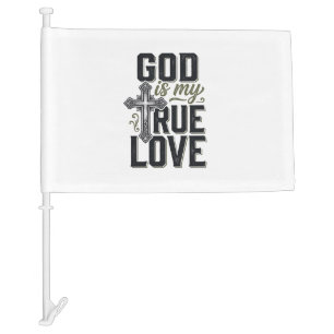 Christian Cross God Is My True Love Vector Car Flag