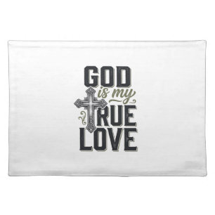 Christian Cross God Is My True Love Vector Cloth Placemat