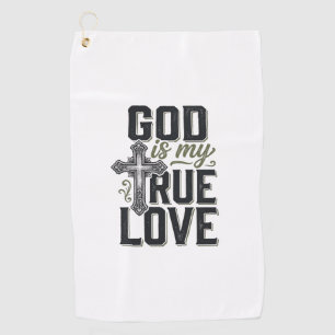 Christian Cross God Is My True Love Vector Golf Towel