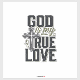 Christian Cross God Is My True Love Vector Sticker