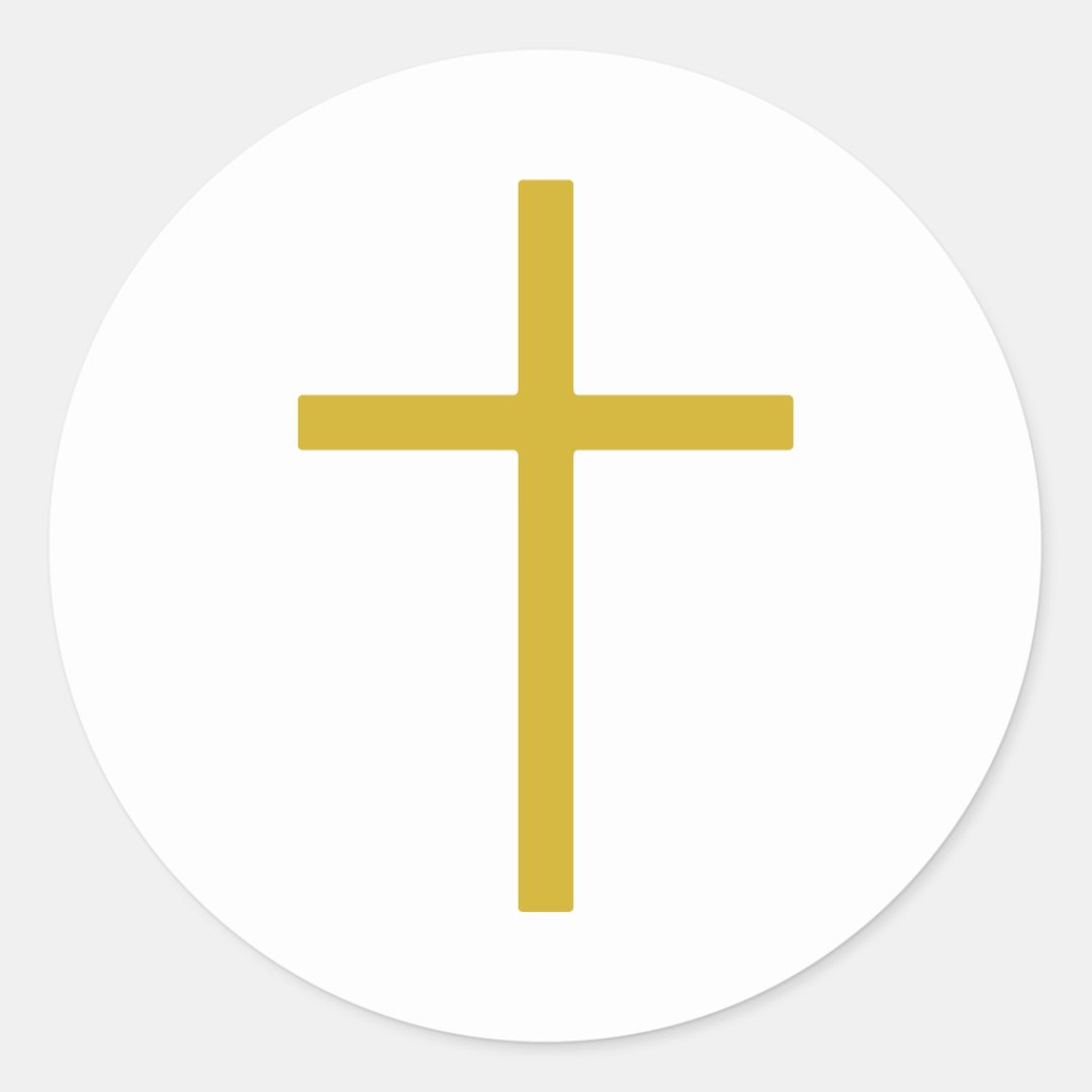 Christian Cross Gold Classic Round Sticker | Zazzle