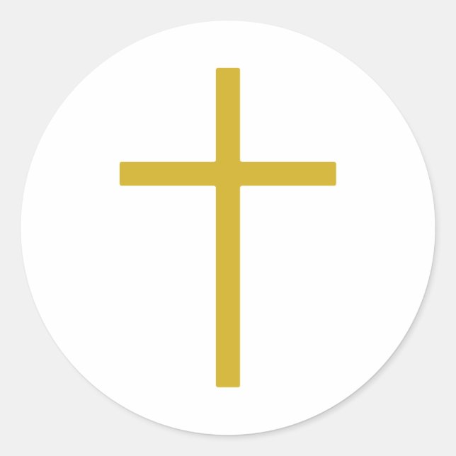 Christian Cross Gold Classic Round Sticker (Front)