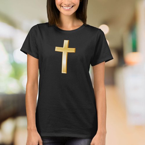 Christian Cross Gold Symbol T_Shirt