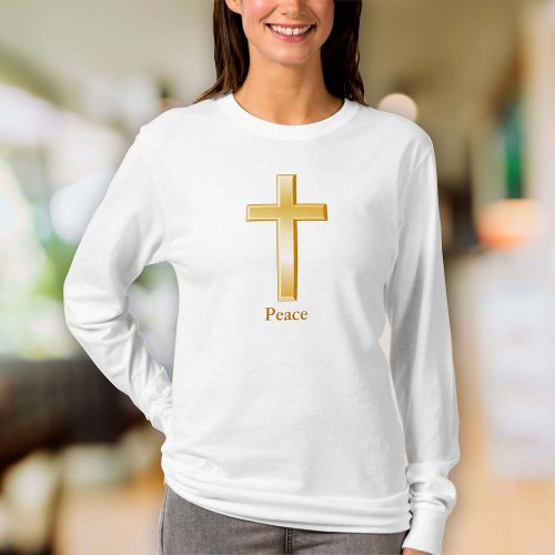 Christian Cross Gold Symbol T_Shirt