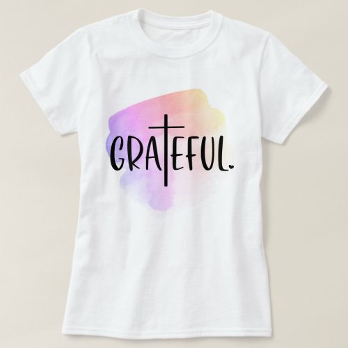 Christian Cross Grateful Typography T_Shirt