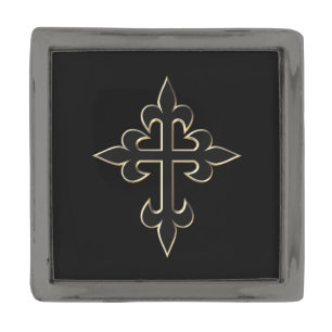 Christian cross gunmetal finish lapel pin