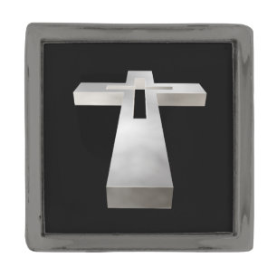 Christian cross gunmetal finish lapel pin