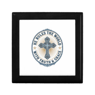 Christian Cross He Rules the World Gift Box