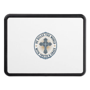 Christian Cross He Rules the World Hitch Cover
