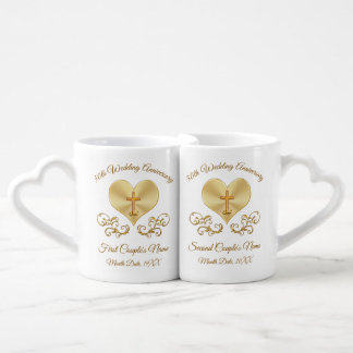 Christian Cross, Heart 50th Anniversary Presents Coffee Mug Set
