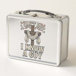 Christian Cross I Know a Guy Vintage Shirt Metal Lunch Box