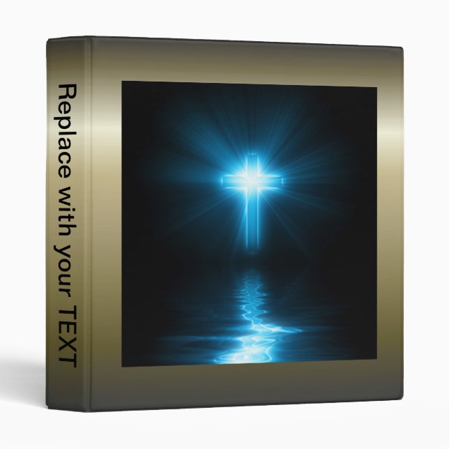 Christian Cross in Blue Light 3 Ring Binder (Front/Spine)