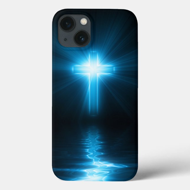 Christian Cross in Blue Light Case-Mate iPhone Case (Back)