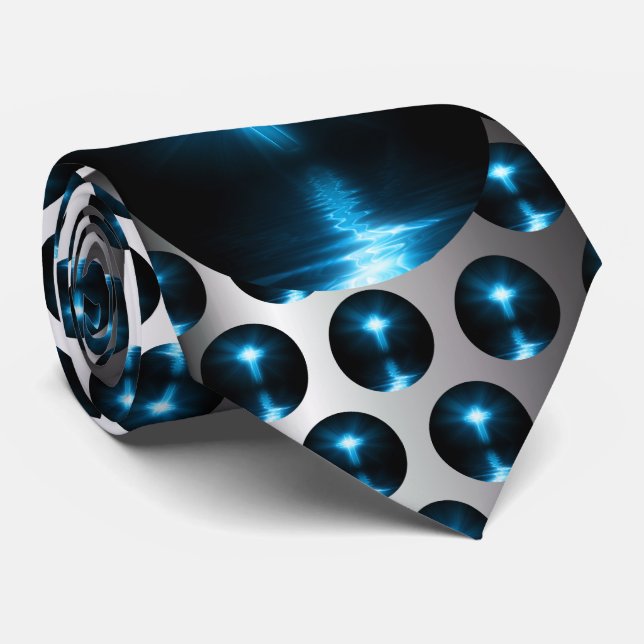 Christian Cross in Blue Light Neck Tie (Rolled)