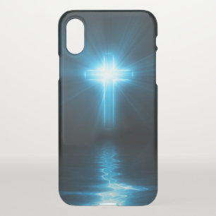 Christian Cross in Blue Light iPhone X Case