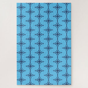 Christian Cross In Celestial Blue Art Jigsaw Puzzle