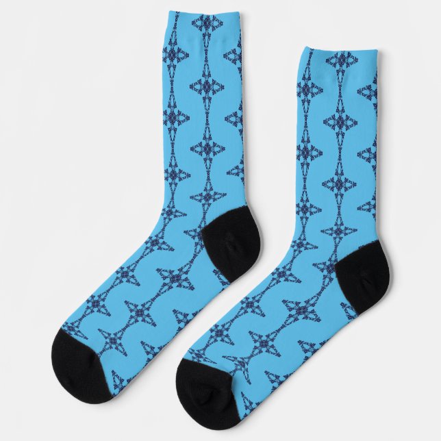Christian Cross In Celestial Blue Art Socks (Left)