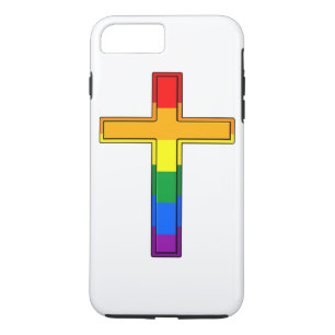 Christian Cross in Gay Pride Flag Colors iPhone 8 Plus/7 Plus Case