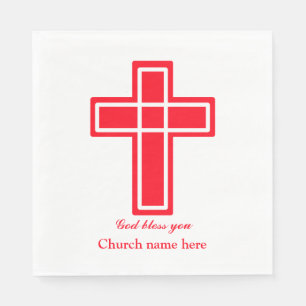 Christian cross in red paper napkins