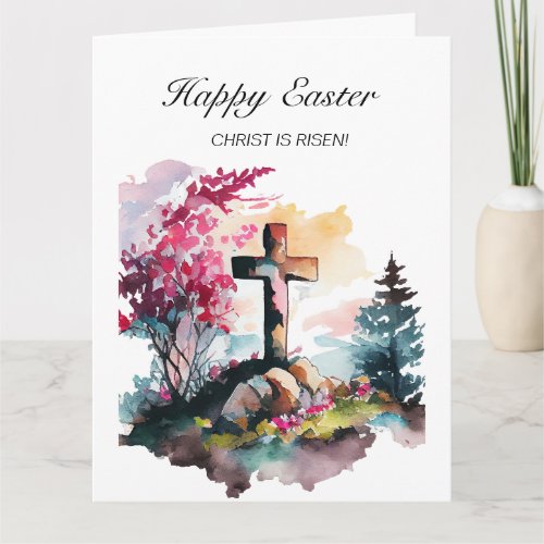 Christian Cross Jesus Christ Risen Happy Easter Card